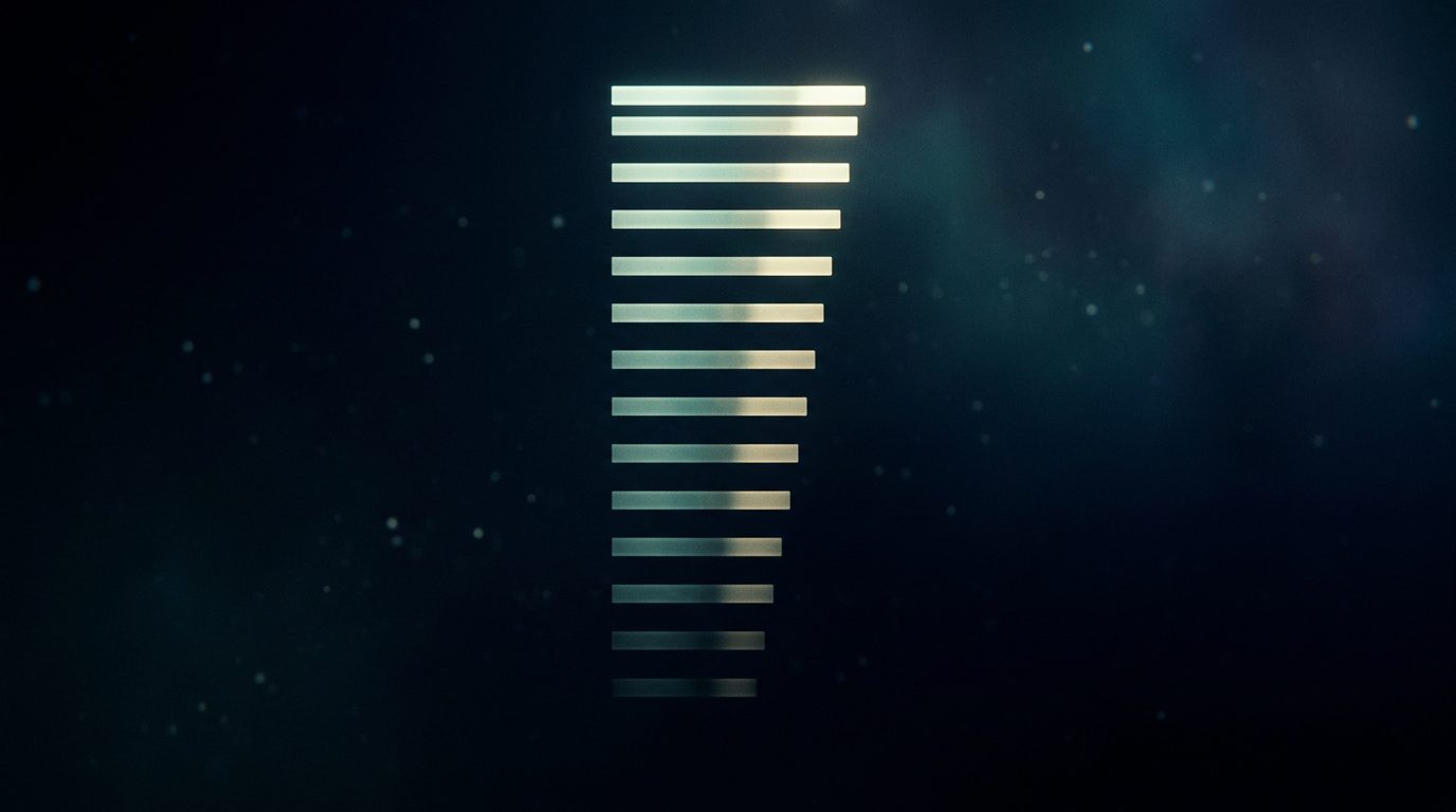 A vertical column of frequency bars rising from low to high