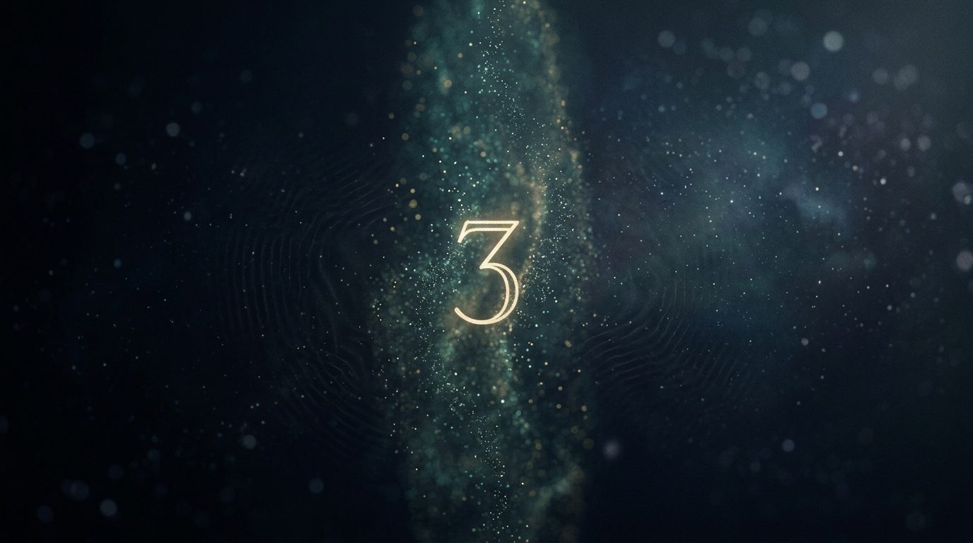 Numerical sequences floating like dust motes in a dark column of light