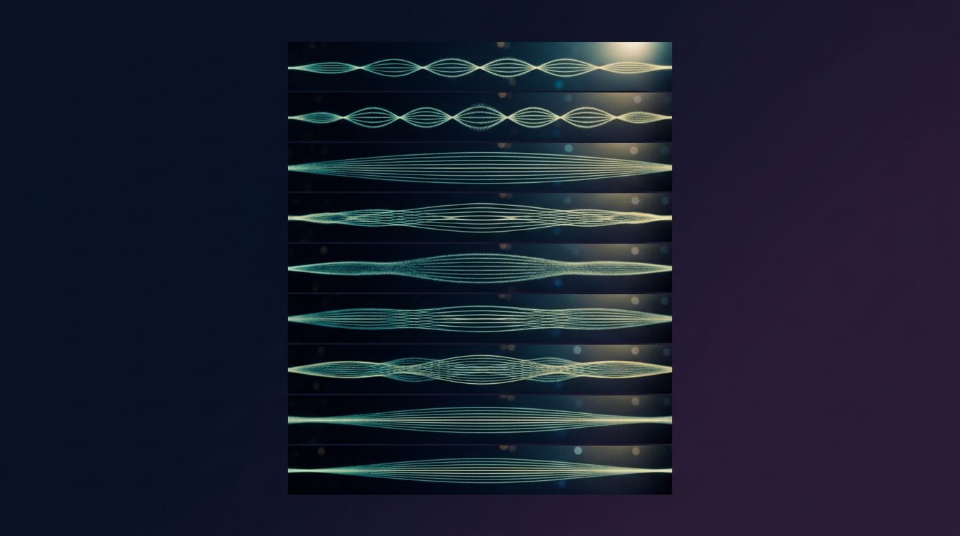 Spectrum of nine glowing frequency bands at different wavelengths